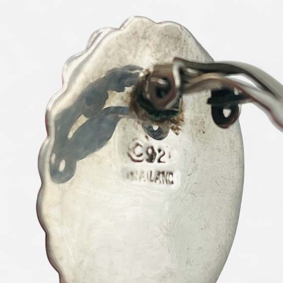 Vintage Sterling Silver Clip On Earrings Ribbed Oval Shell Thailand‎ 925 - Picture 7 of 9